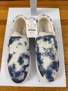 J. Crew Woman’s  Canvas Slip-On Sneakers in Blue Tie-Dye